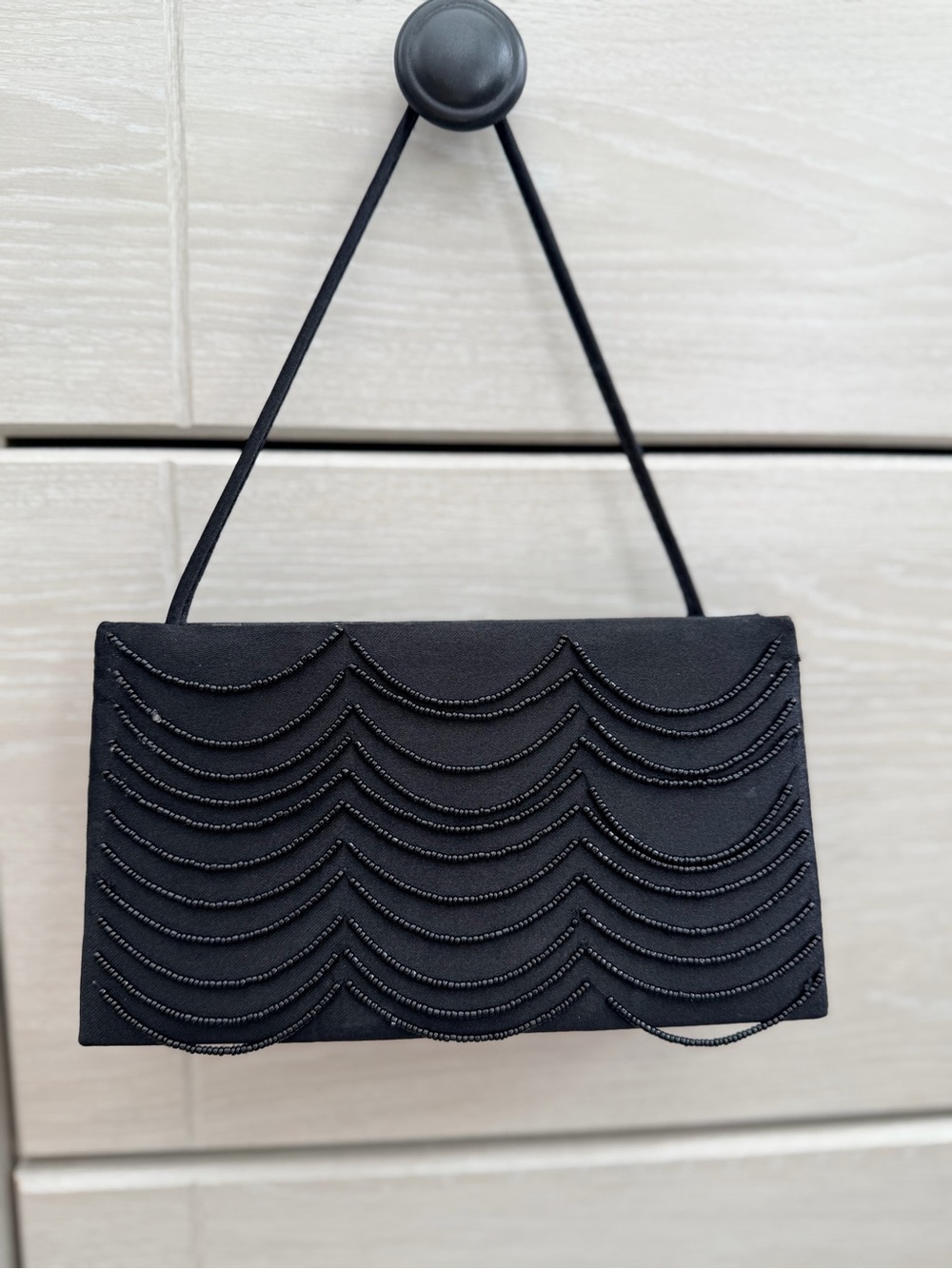 Vintage Victoria's Secret Black Satin Beaded Evening Clutch